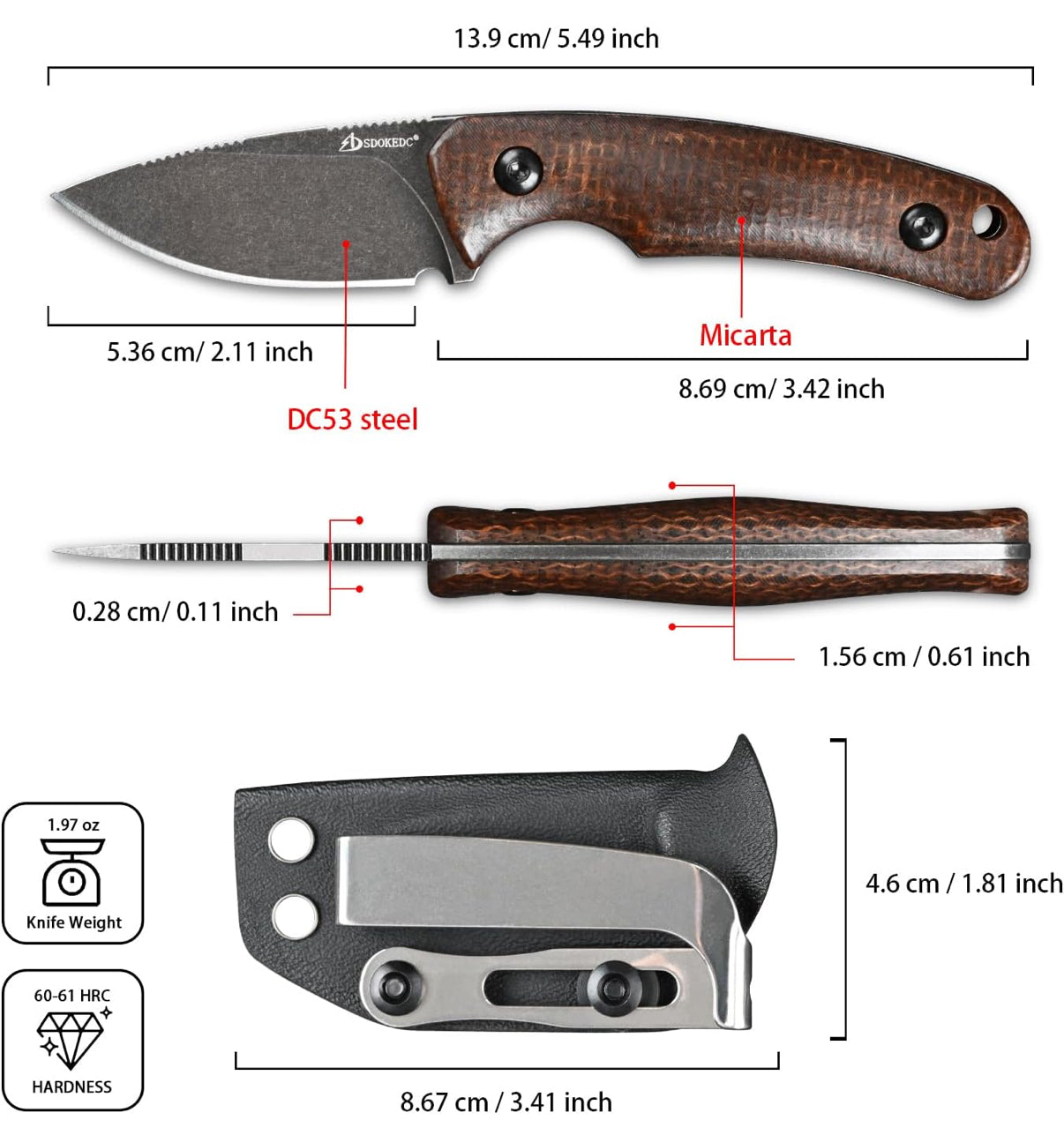 SDOKEDC mini Back-up Fixed Blade